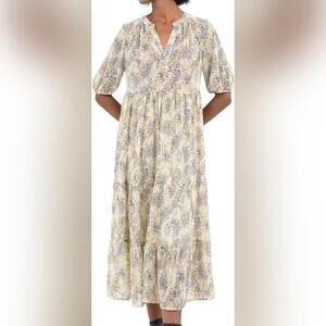 NWT SIXDO Delicate Floral Short Sleeve V Neck Midi Dress, Medium (10-12)